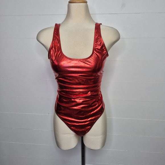 Shekini Metallic Red Low Back Swimsuit Size L - Picture 2 of 13